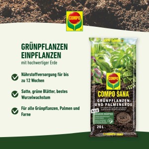 Compo Sana Grünpflanzen- und Palmenerde im 5L Sack. Spezialerde für gesunde Pflanzen.