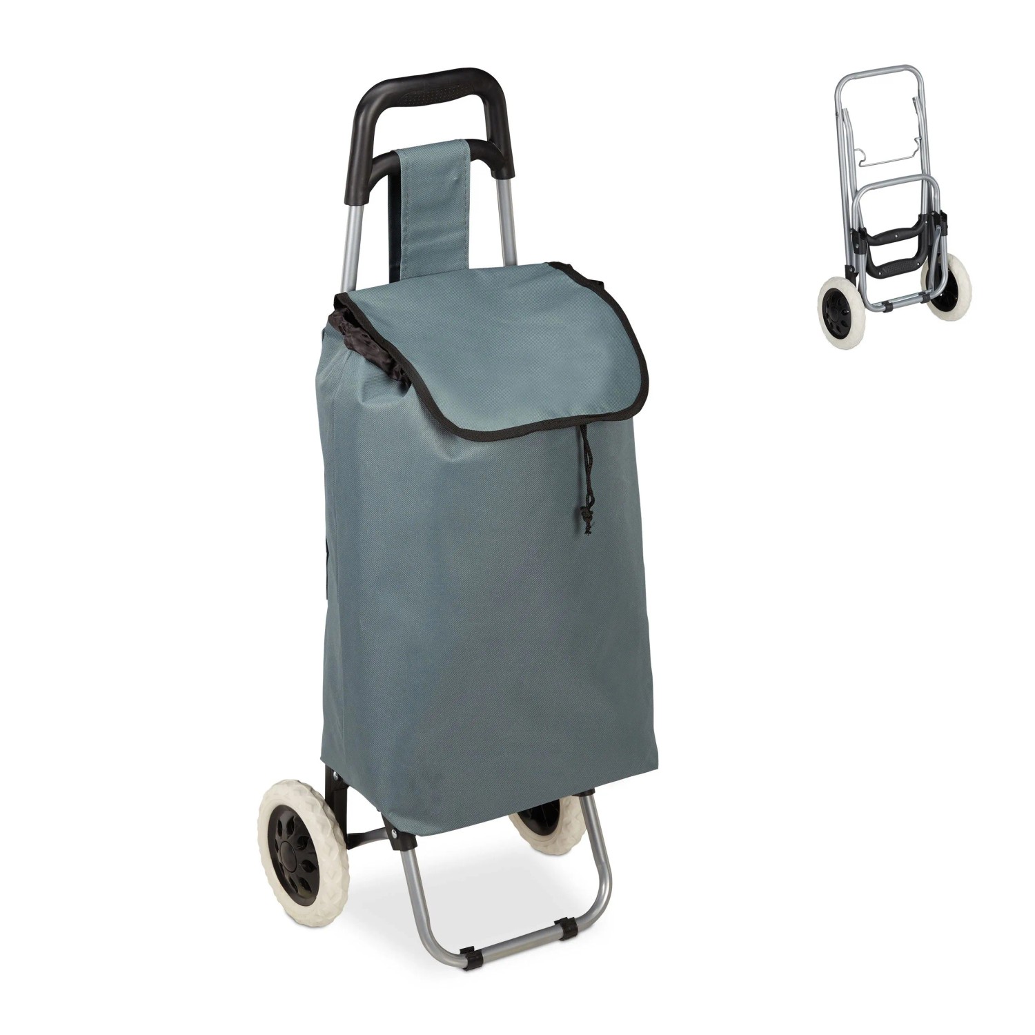 Relaxdays Einkaufstrolley Stoff Stahl Grau Faltbar 91 cm x 40 cm x 30 cm