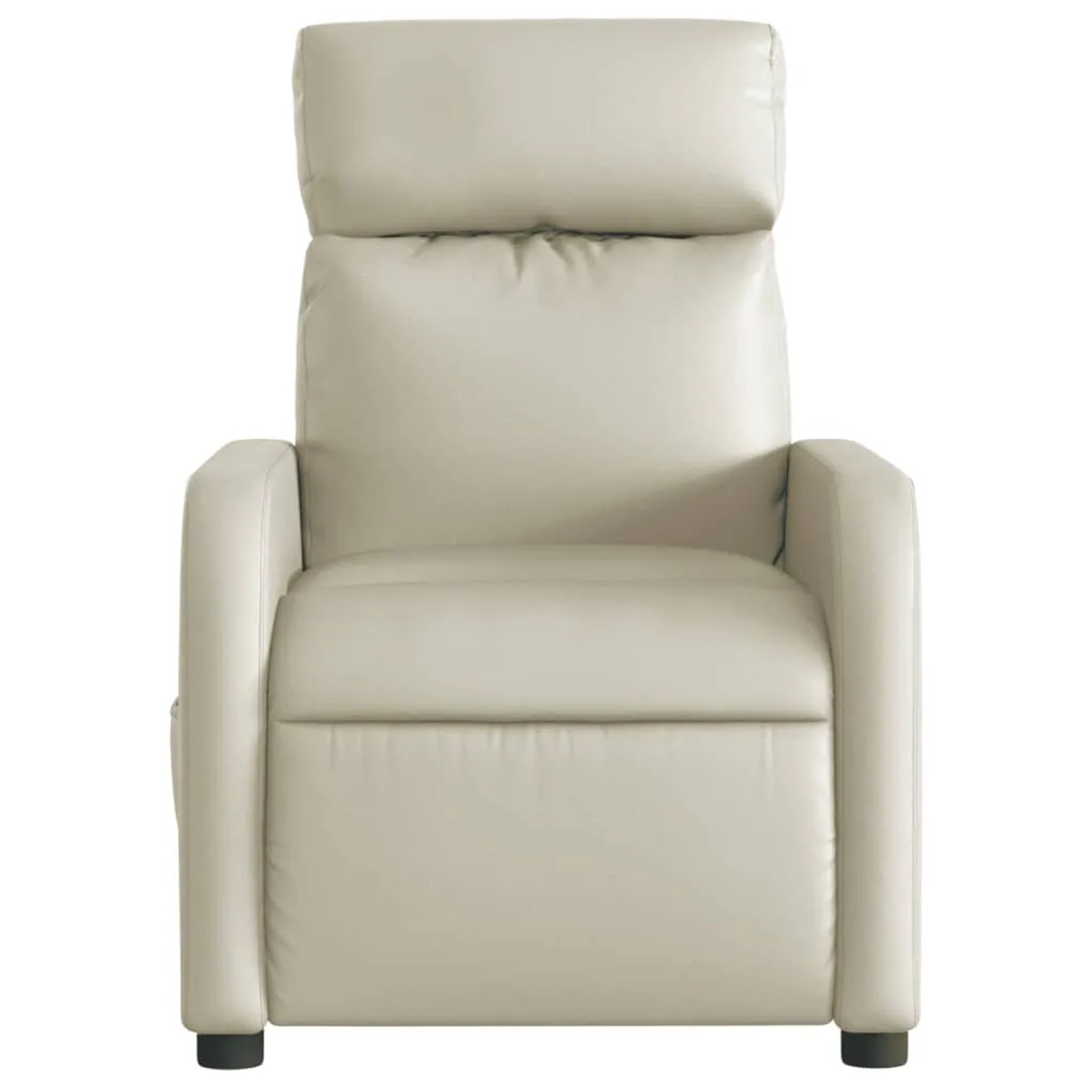 Elektrischer Massagesessel in Creme aus Kunstleder, Relaxsessel mit Vibrationsfunktion.