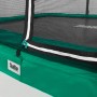 Detailansicht des grünen Salta Comfort Trampolins (305x214 cm) mit Sicherheitsnetz und Schutzrand.