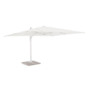 Weißer Bizzotto Ampelschirm Vega, 300x400 cm, mit Stahlfuß für Garten & Terrasse.