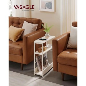 Songmics Nachttisch Barnet-old mit Ladefunktion Schmal Greige