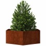 Rostiger Cortenstahl Pflanzkübel, rechteckig, mit grüner Pflanze. Ideal für Garten und Terrasse.