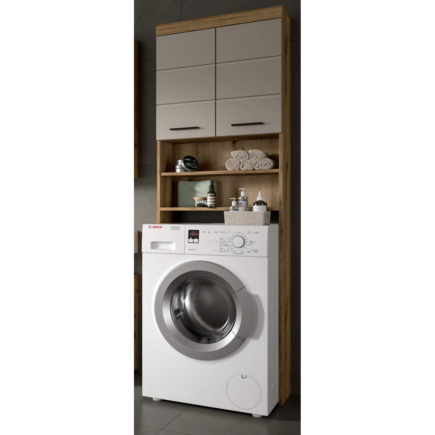 Inn.Furn Waschmaschinenschrank in Sand und Eiche 63 x 191 cm Shawn günstig online kaufen