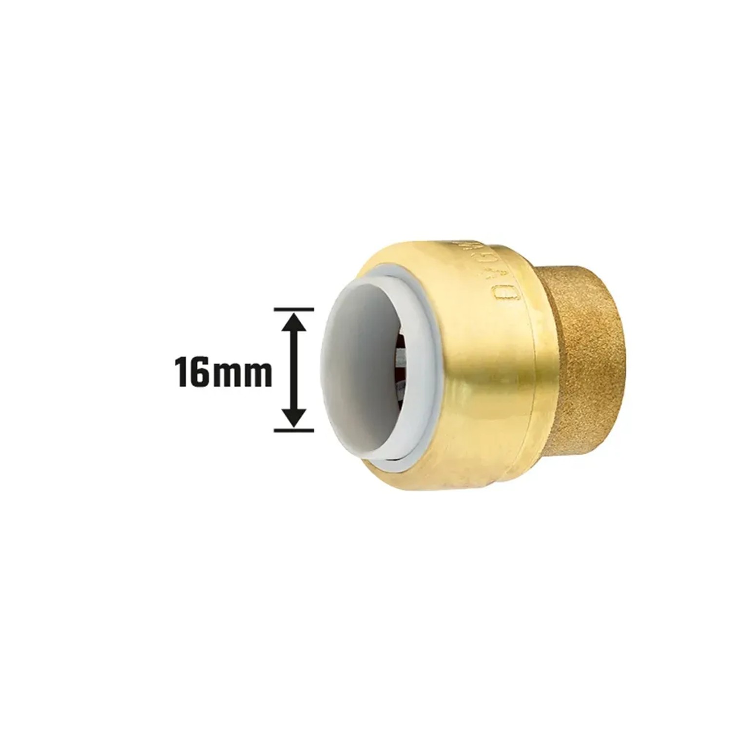 Steckkappe aus Messing, Ø 16 mm, für Steckfittings zum Abdichten von Wasser- und Heizungsanlagen.
