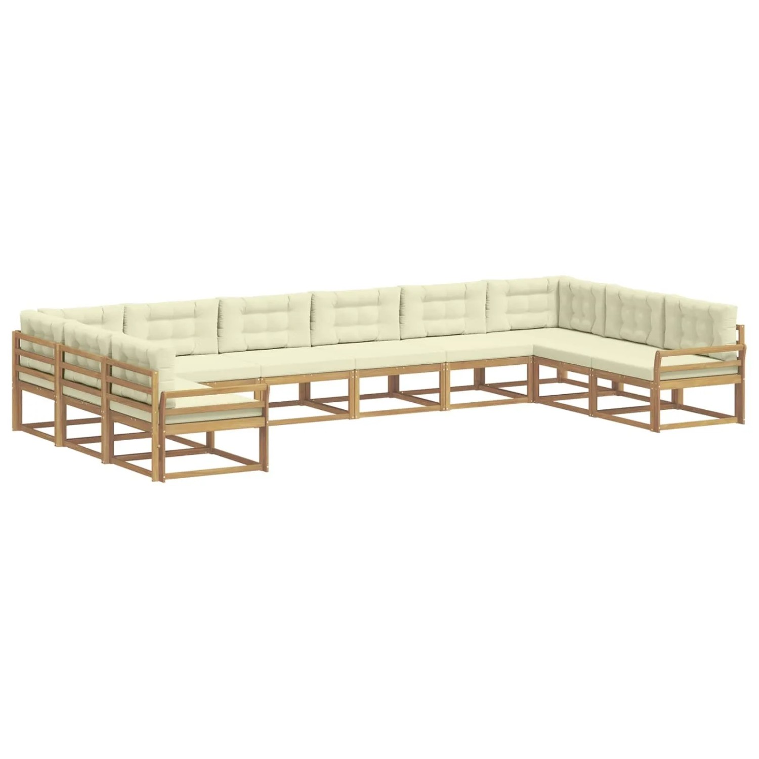 vidaXL Outdoor-Sofagarnitur mit Kissen 10-Tlg Weiß und Creme 3387104