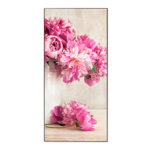 Banjado Magnettafel mit Pfingstrosen-Motiv, 37x78cm, schwarz. Dekorative Magnetwand für Notizen und Fotos.