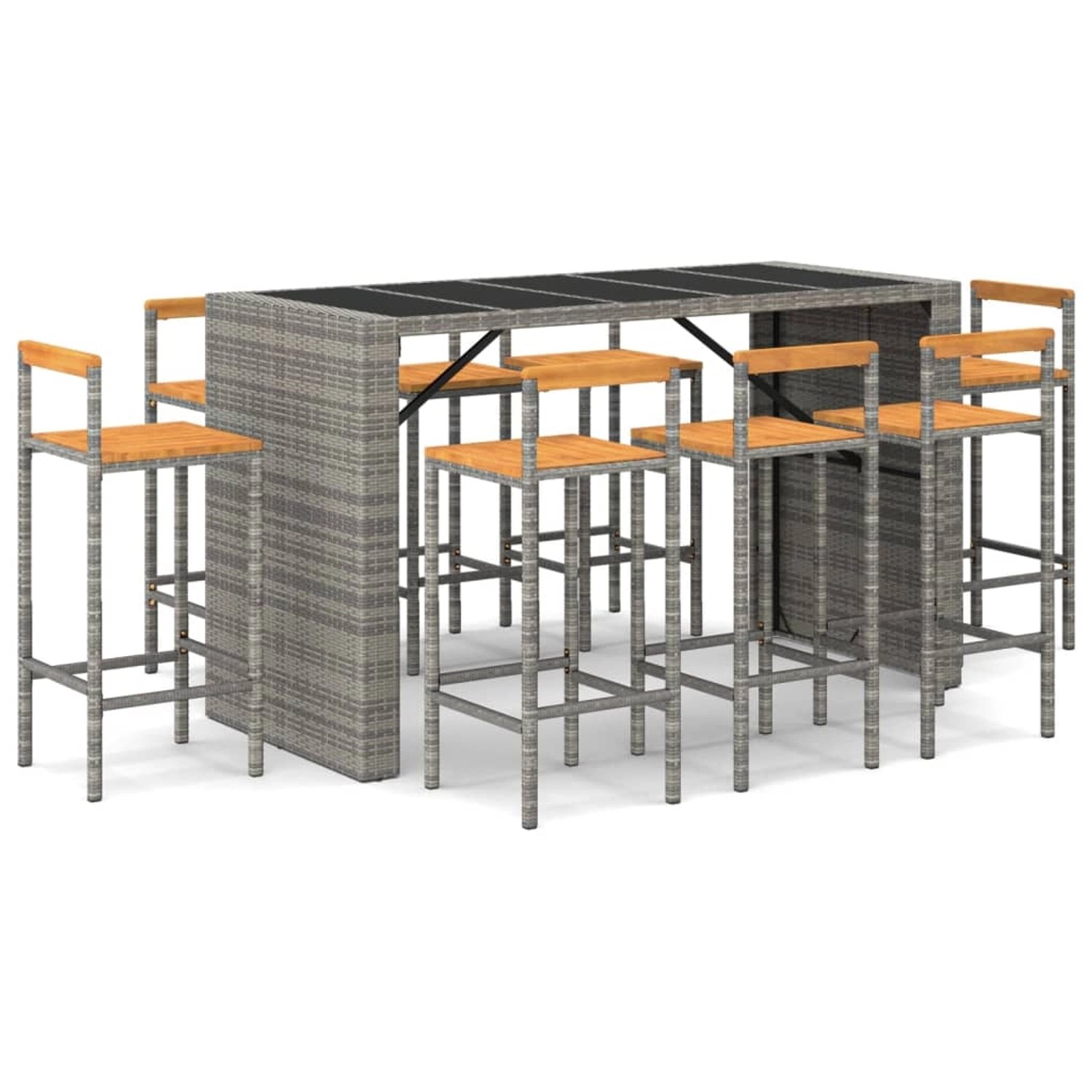 Vidaxl 7-tlg. Gartenbar-set Grau Poly Rattan & Massivholz Akazie günstig online kaufen