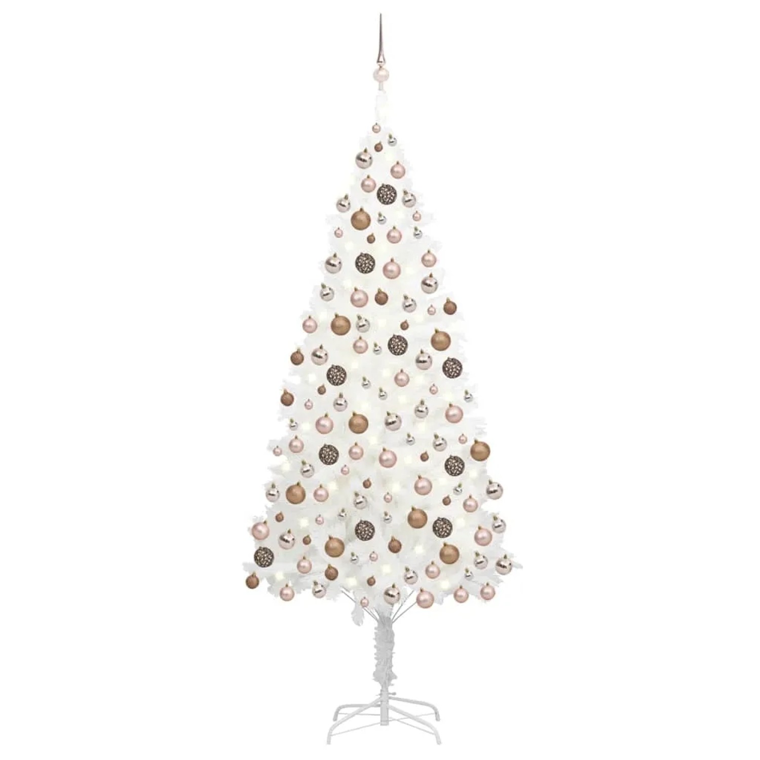 vidaXL Künstlicher Weihnachtsbaum mit LEDs & Kugeln Weiß 210 cm Modell 2