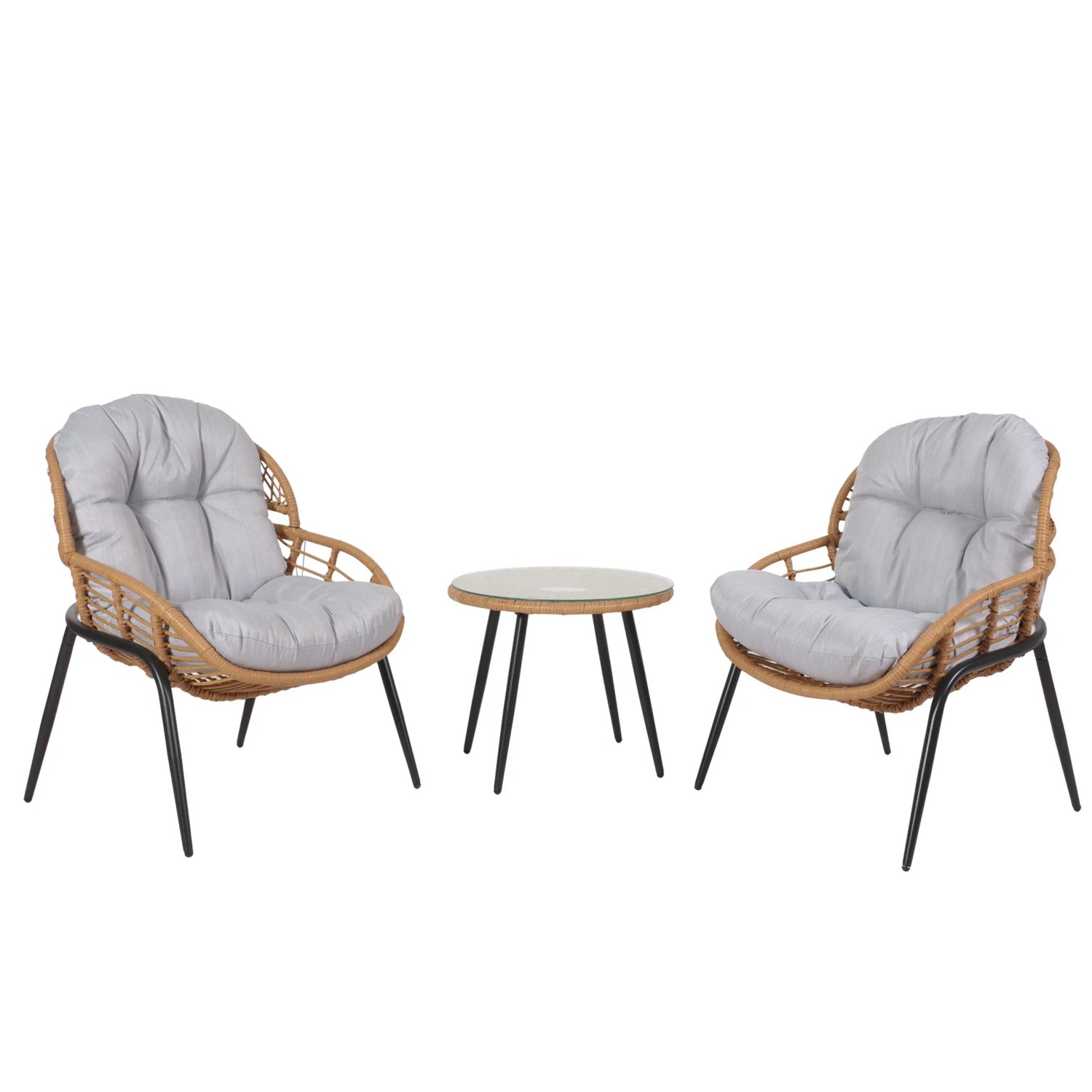 Proregal Poly-Rattan Garnitur HxBxT 85,5x67x68 cm Sitzhöhe 35cm Naturfarben günstig online kaufen