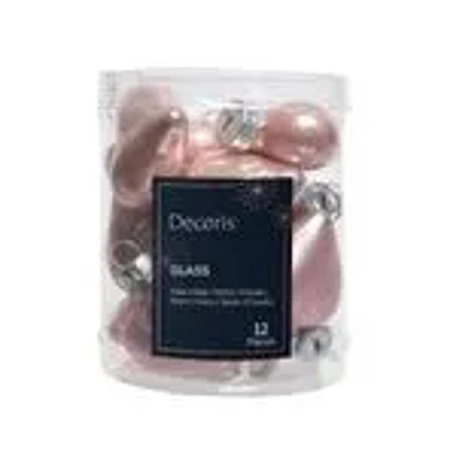 Kaemingk Christbaumschmuck Herzen Glas 2 x 4,5 x 4 cm 12 Stueck Puderrosa