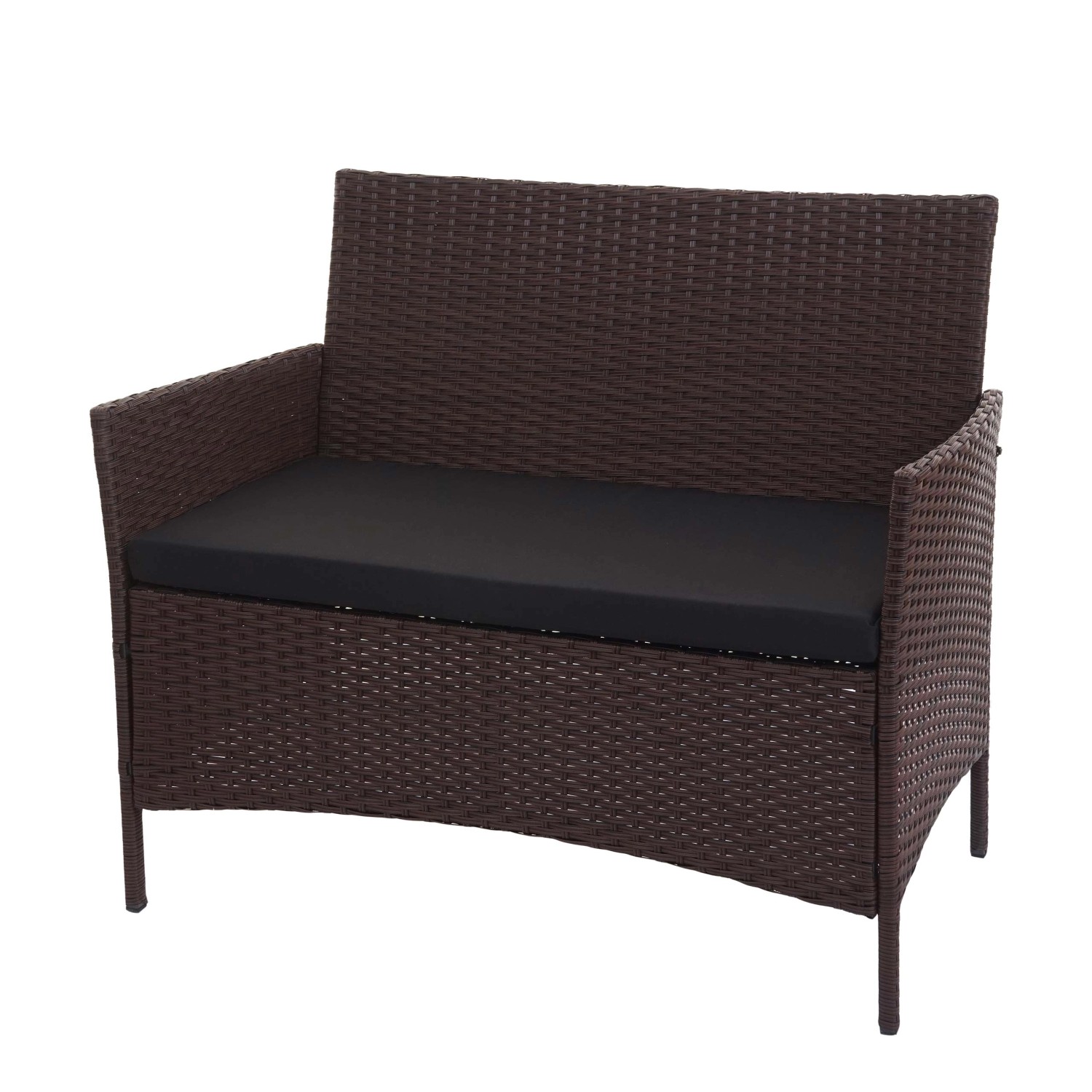 MCW Poly-Rattan Gartenbank Hamar Braun-meliert Kissen Schwarz