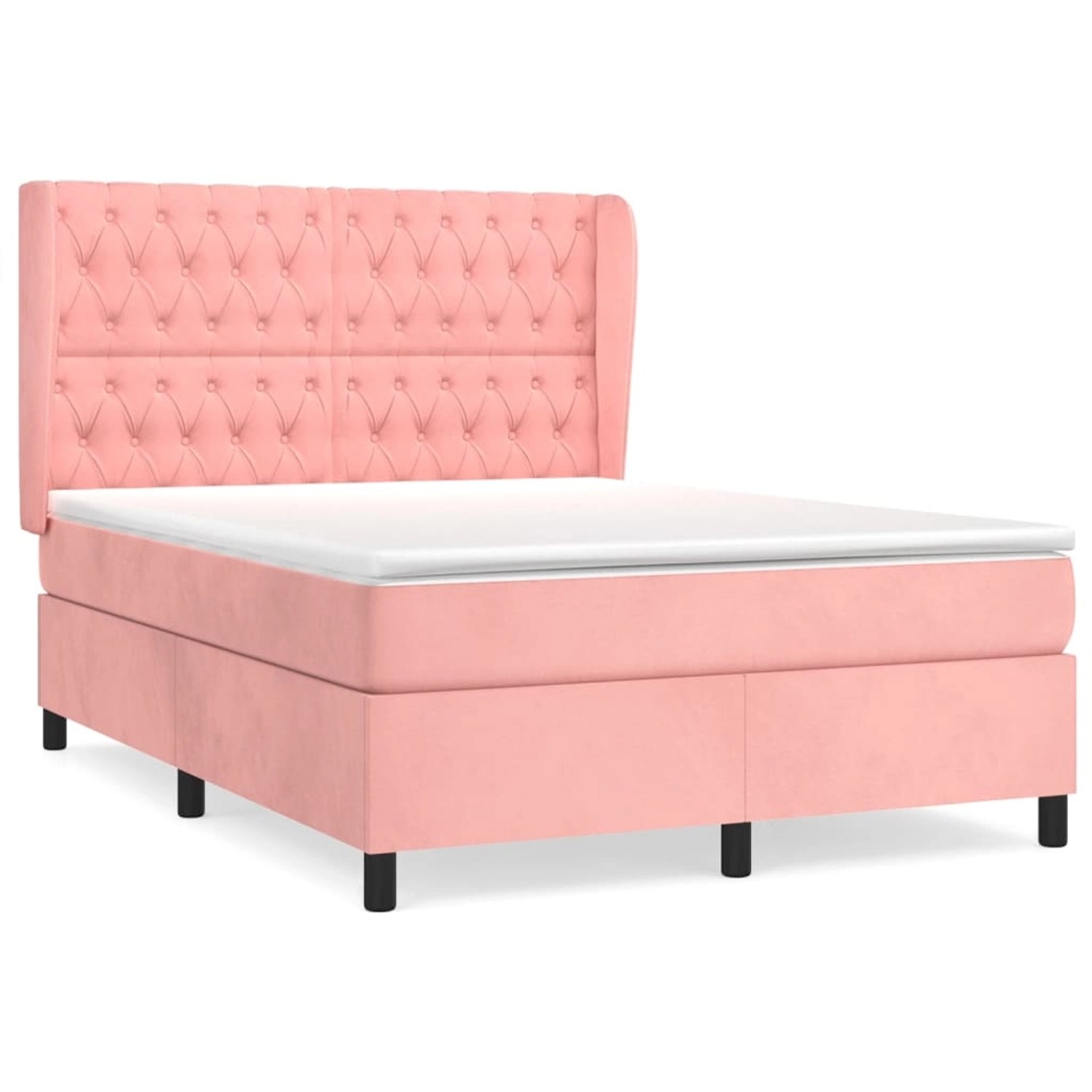 vidaXL Boxspringbett mit Matratze Rosa 140x200 cm Samt 3129398