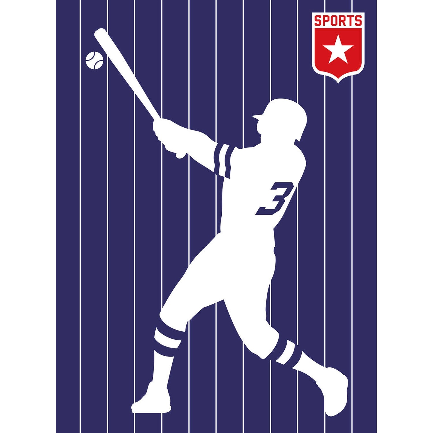 Fototapete Baseballspieler Rot Lila Weiß 2,00 m x 2,70 m FSC®