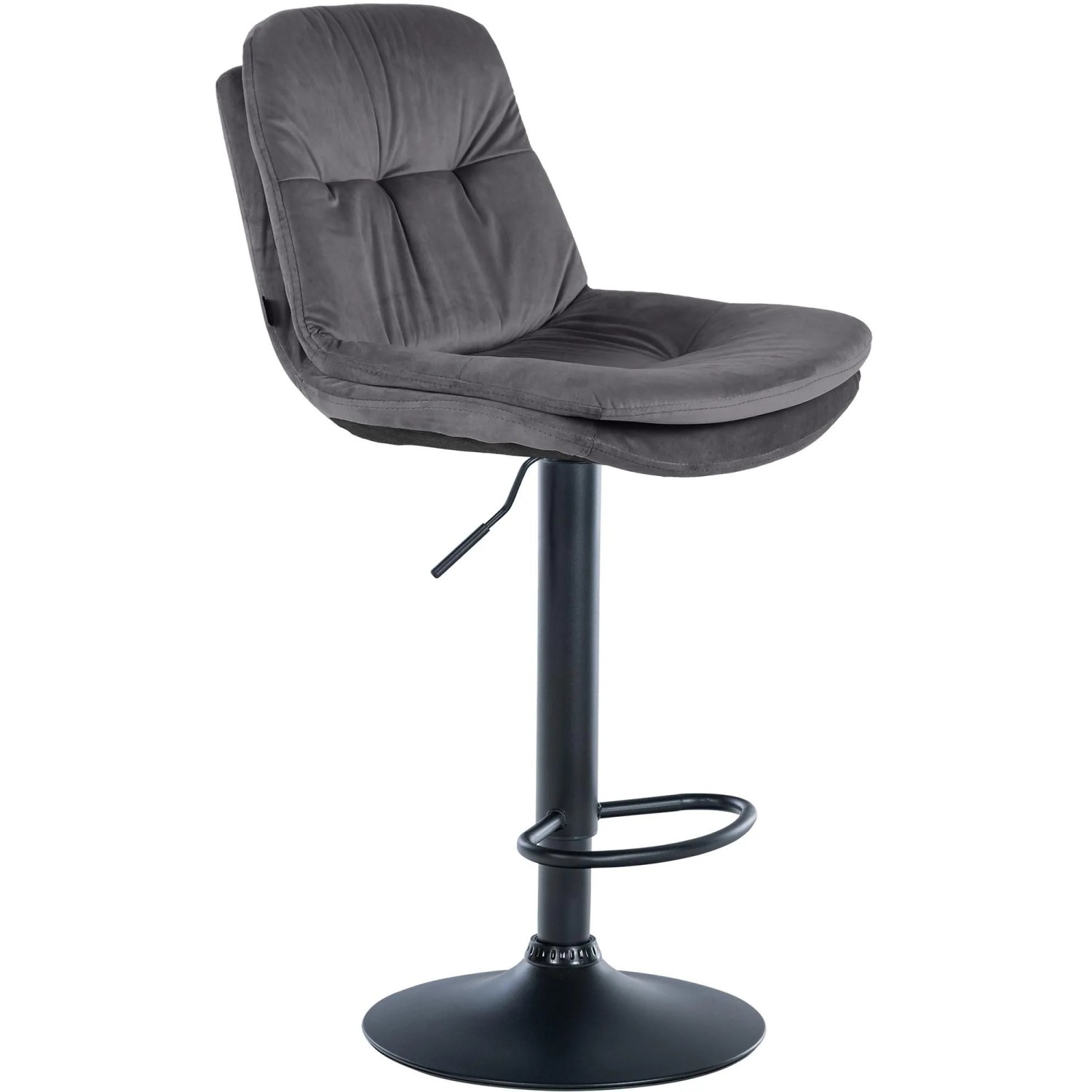DELUKE Barhocker MITUN Samt Dunkelgrau 46x54x94cm Schwarz Barstuhl Höhenverstellbar Mit Lehne Drehbar Tresenhocker Tresenstuhl