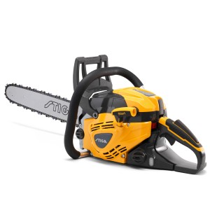 Stiga Benzin-Kettensäge CS 755, gelb-schwarz, mit 45 cm Schwertlänge.