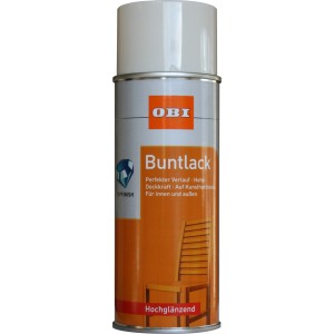 OBI Buntlack Spray RAL 9001 Cremeweiß hochglänzend, 400ml Dose.