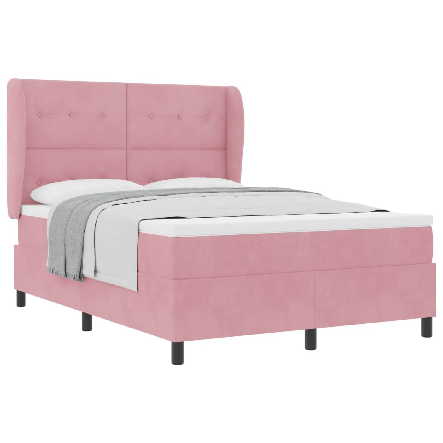 vidaXL Boxspringbett mit Matratze Rosa 190 x 140 cm Polyester 3340927