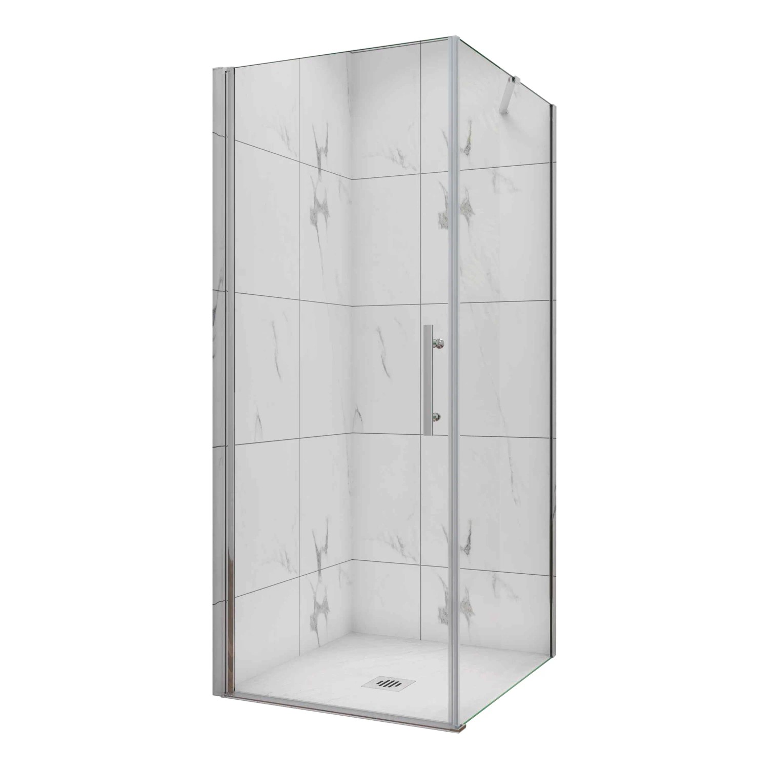 Duschparadies Höhe 185cm Duschkabine 90x90cm Duschtür Schwintür mit Seitenwand 6mm Easyclean ESG