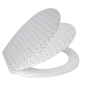 Beiger MSV WC-Sitz Mosaik aus Duroplast mit Absenkautomatik, 45,5x37x5cm.