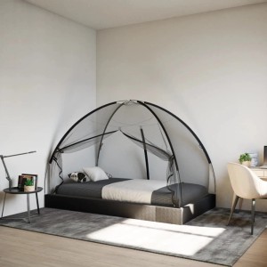 Schwarzes vidaXL Moskitonetz Zelt Mongolisch 220 für Betten bis 120cm Breite.