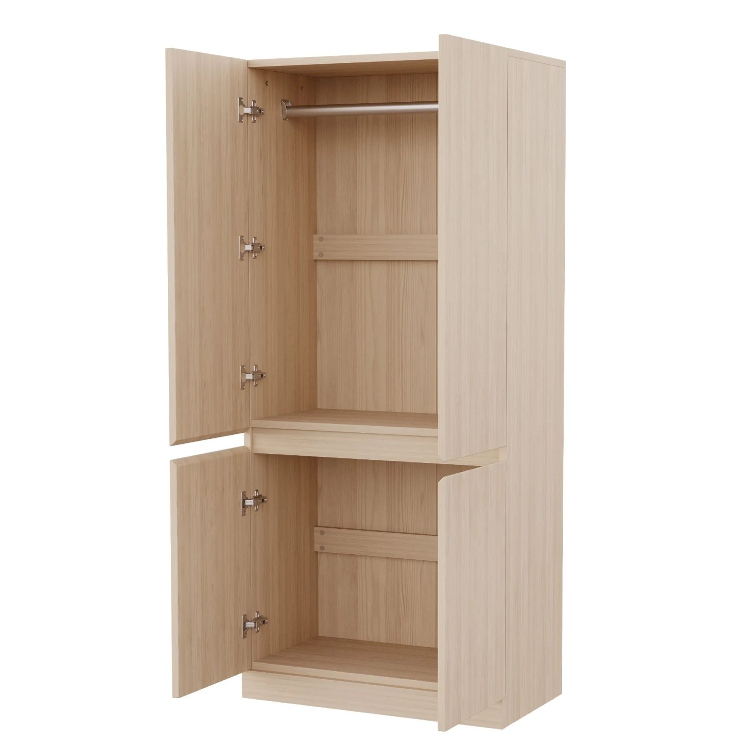 Okwish Kleiderschrank Mit Doppeltür Staufächern 70x170x40cm Natur