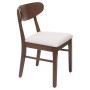 Esszimmerstuhl M59, 6er-Set, dunkles Holzgestell, creme Stoffbezug, bequeme Sitzgelegenheit.