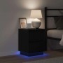 Schwarzer vidaXL Nachttisch mit zwei Schubladen und LED-Beleuchtung.
