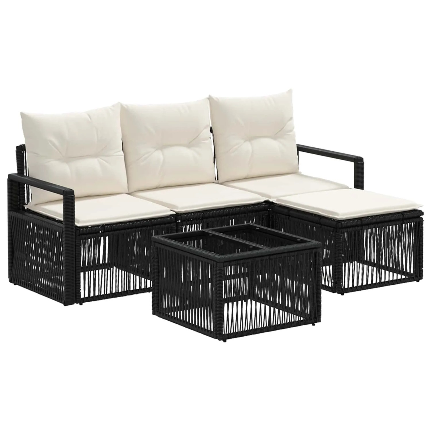 vidaXL Gartensofa-Set 5-Tlg Schwarz Poly-Rattan 3435694