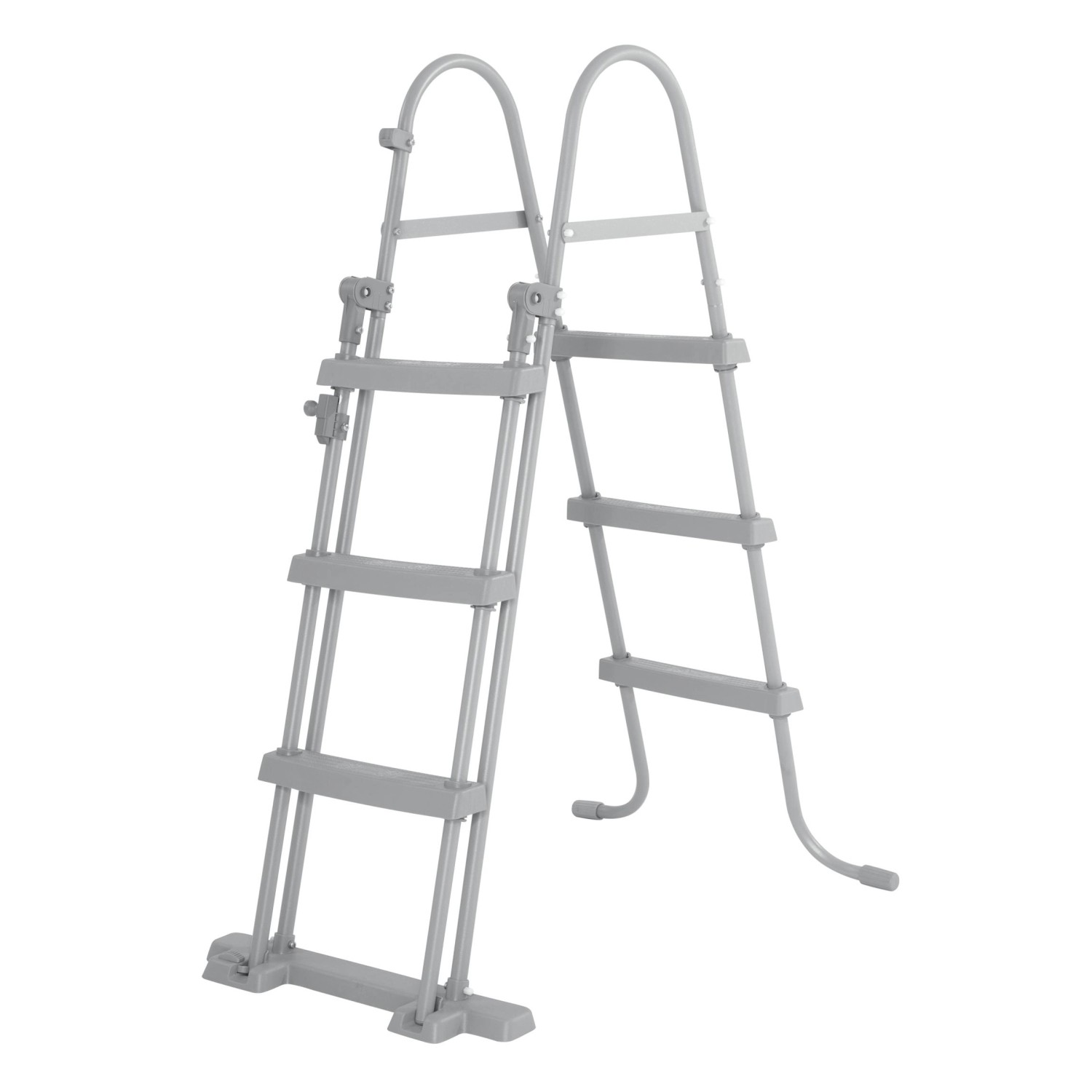 Graue Poolleiter für Bestway Stahlrahmenpool, sicherer Ein- und Ausstieg.