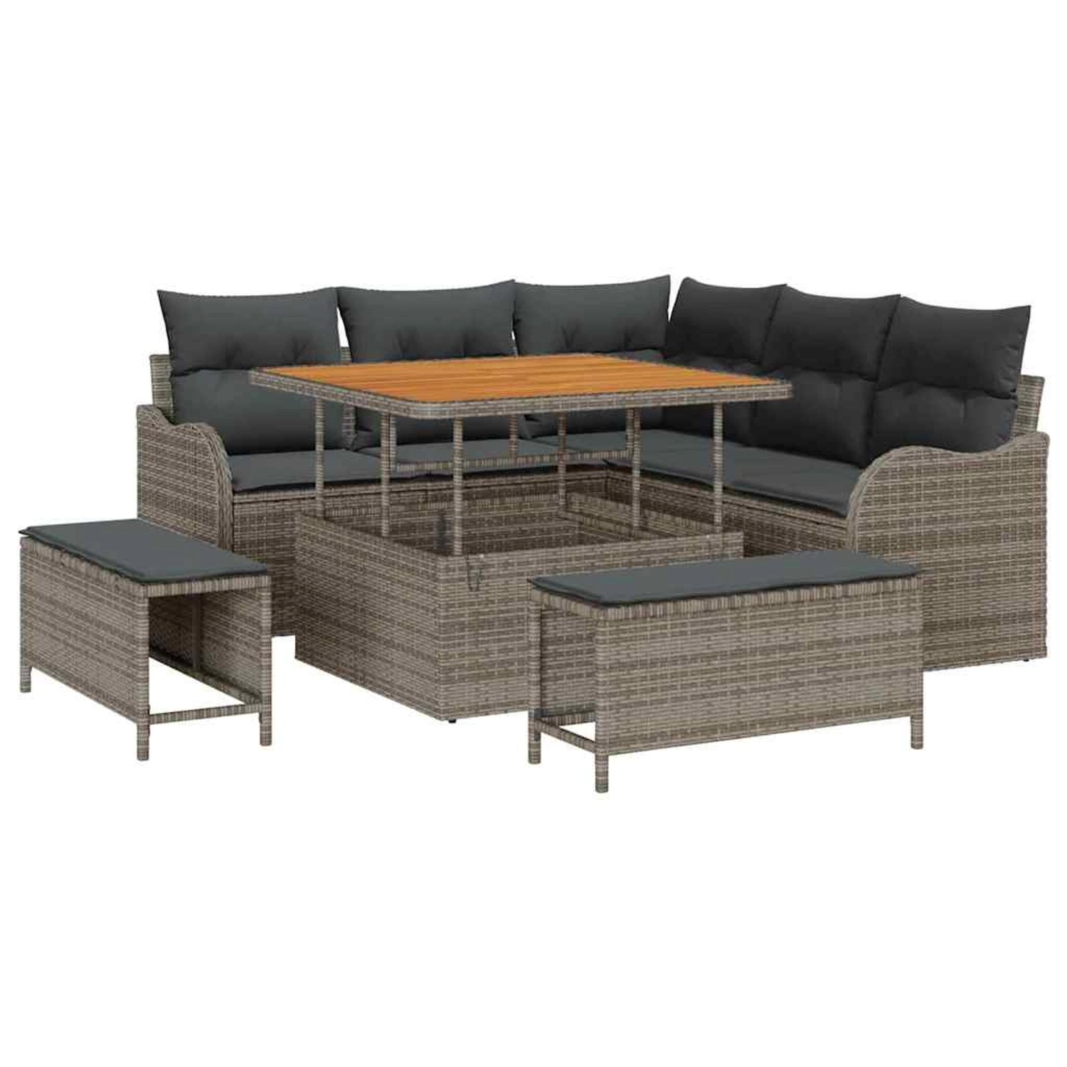 vidaXL Garten-Sofa-Set 8-Tlg Grau Poly Rattan 3362258 günstig online kaufen
