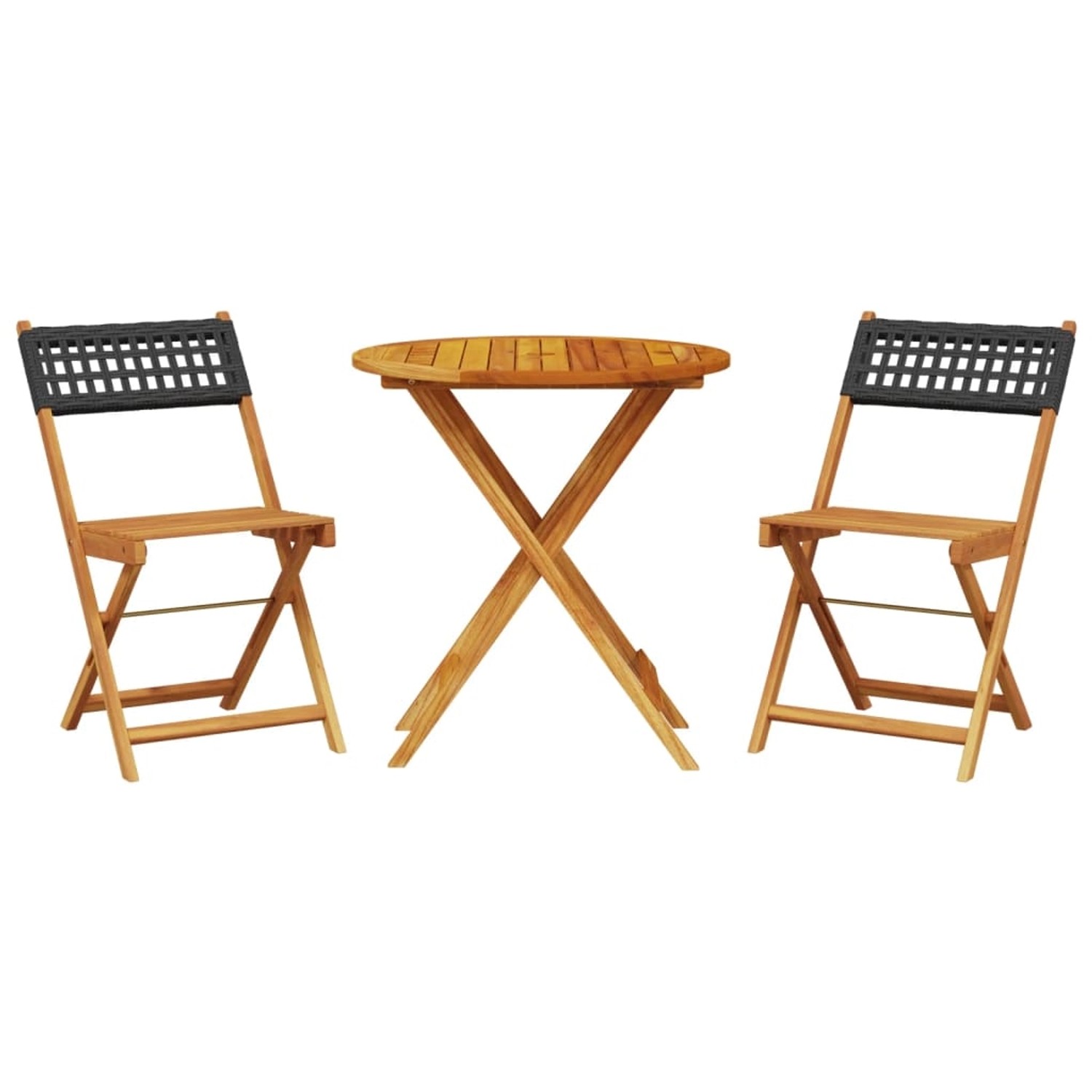 vidaXL 3-tlg Bistro-Set Schwarz Poly Rattan und Massivholz Modell 2