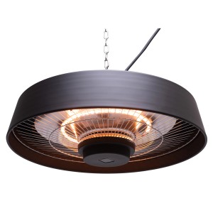 Schwarzer Westmann Infrarot-Deckenstrahler Fusion, Terrassenheizstrahler mit Halogenlampe.