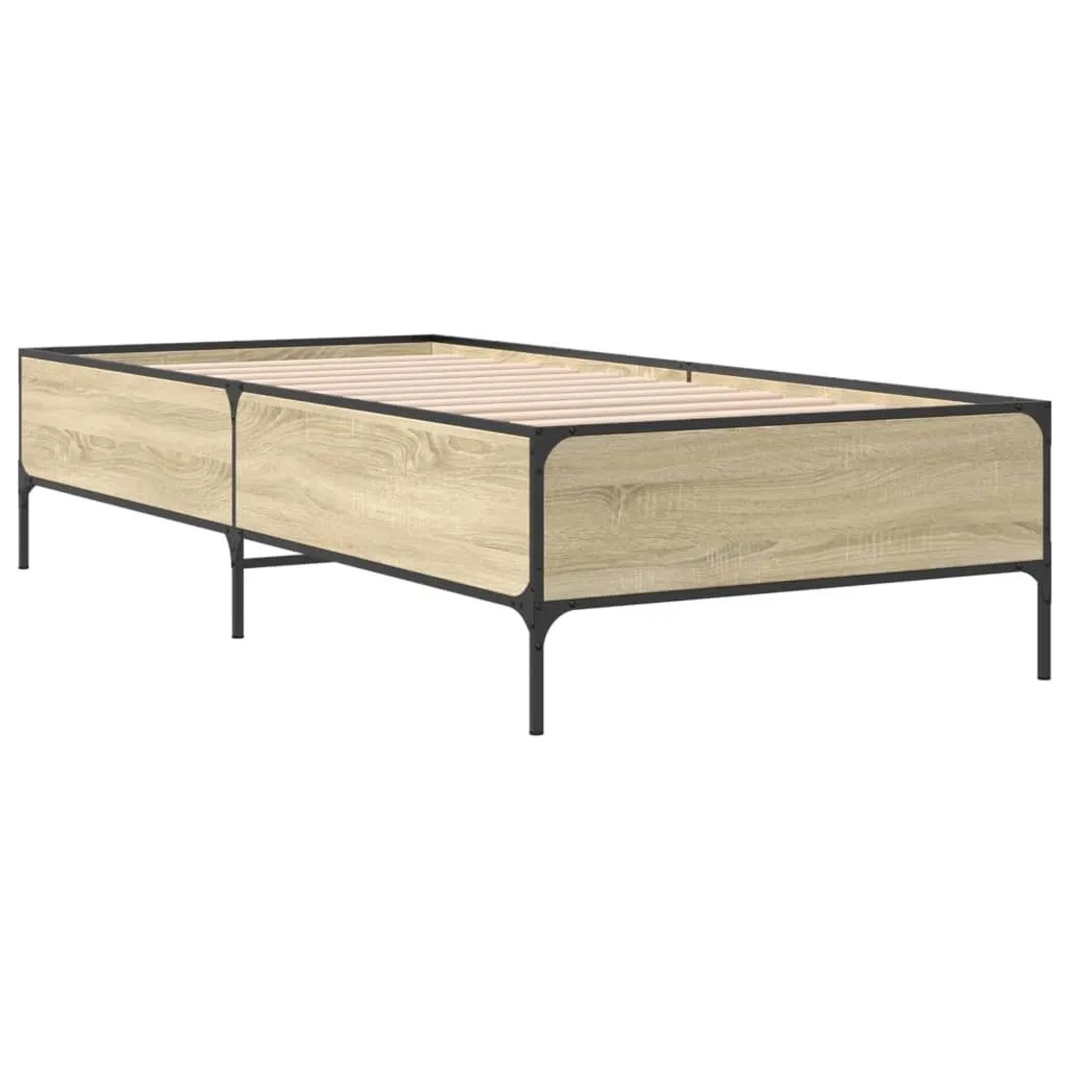 vidaXL Bettgestell Sonoma-Eiche 90x200 cm Holzwerkstoff und Metall 844967 günstig online kaufen