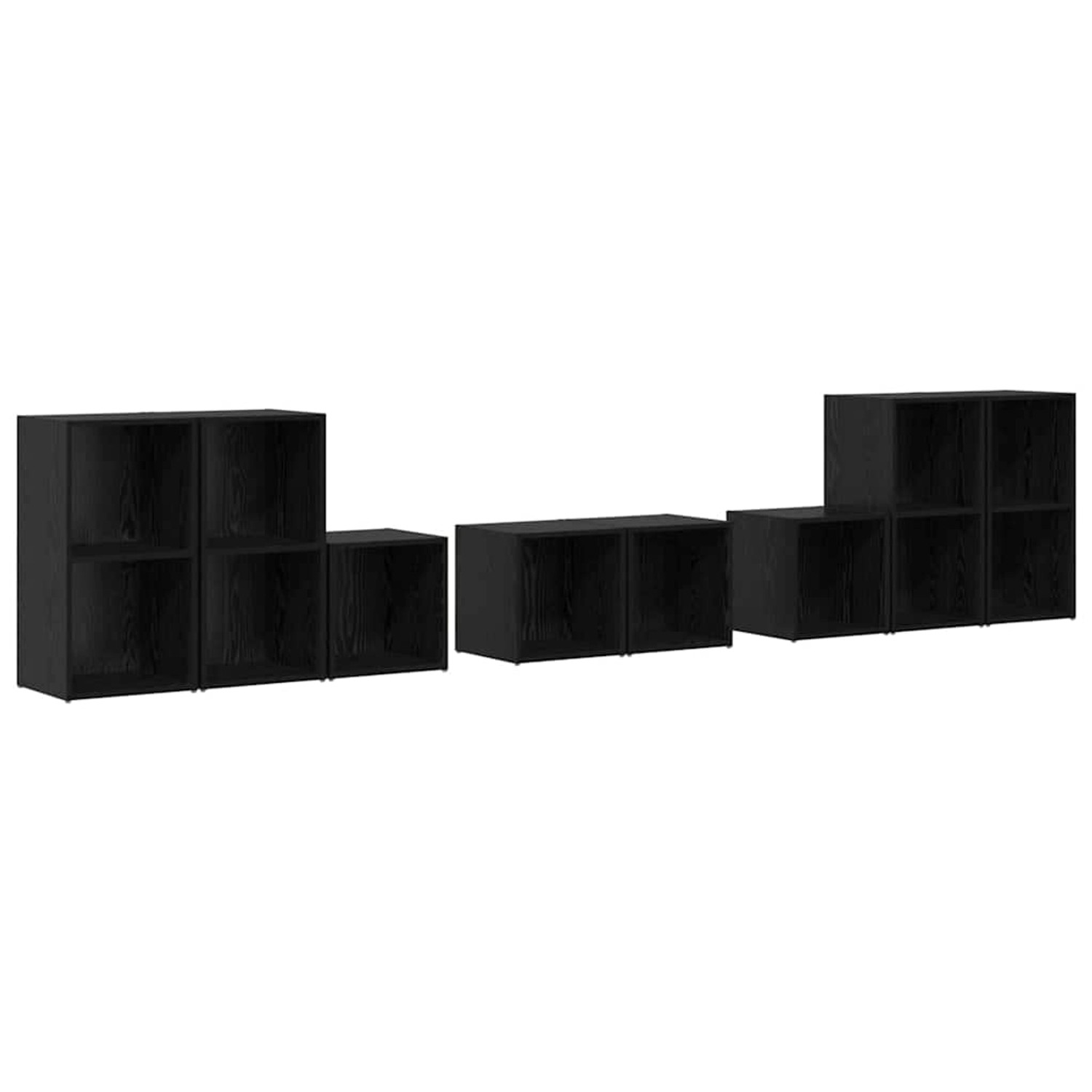 vidaXL TV-Schrank Set 8-Tlg Schwarz Eichen-Optik Holzwerkstoff 3393274 günstig online kaufen