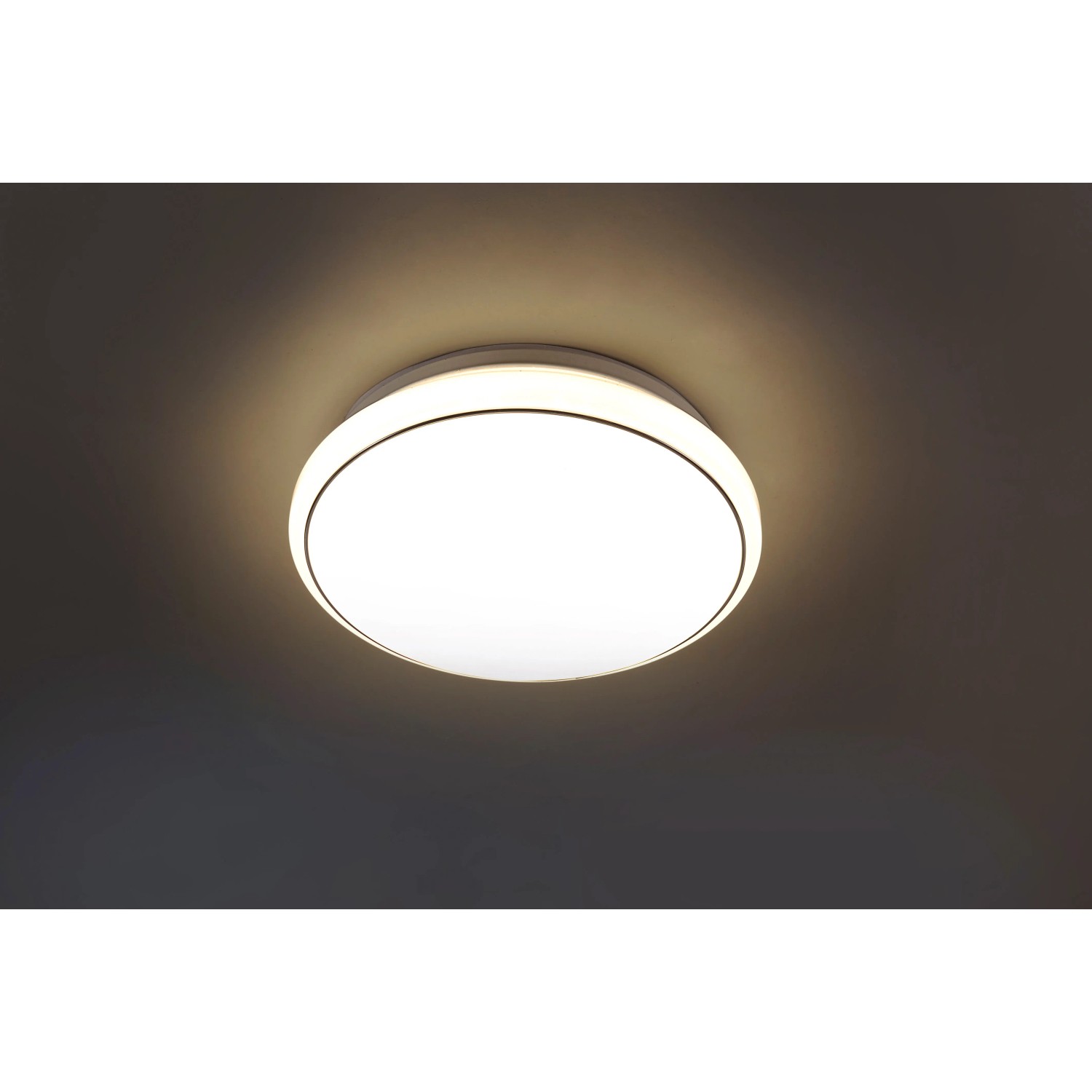 Weiße LED-Deckenleuchte Jupiter, Ø 35 cm, mit Sternenhimmel-Optik für stimmungsvolle Beleuchtung.