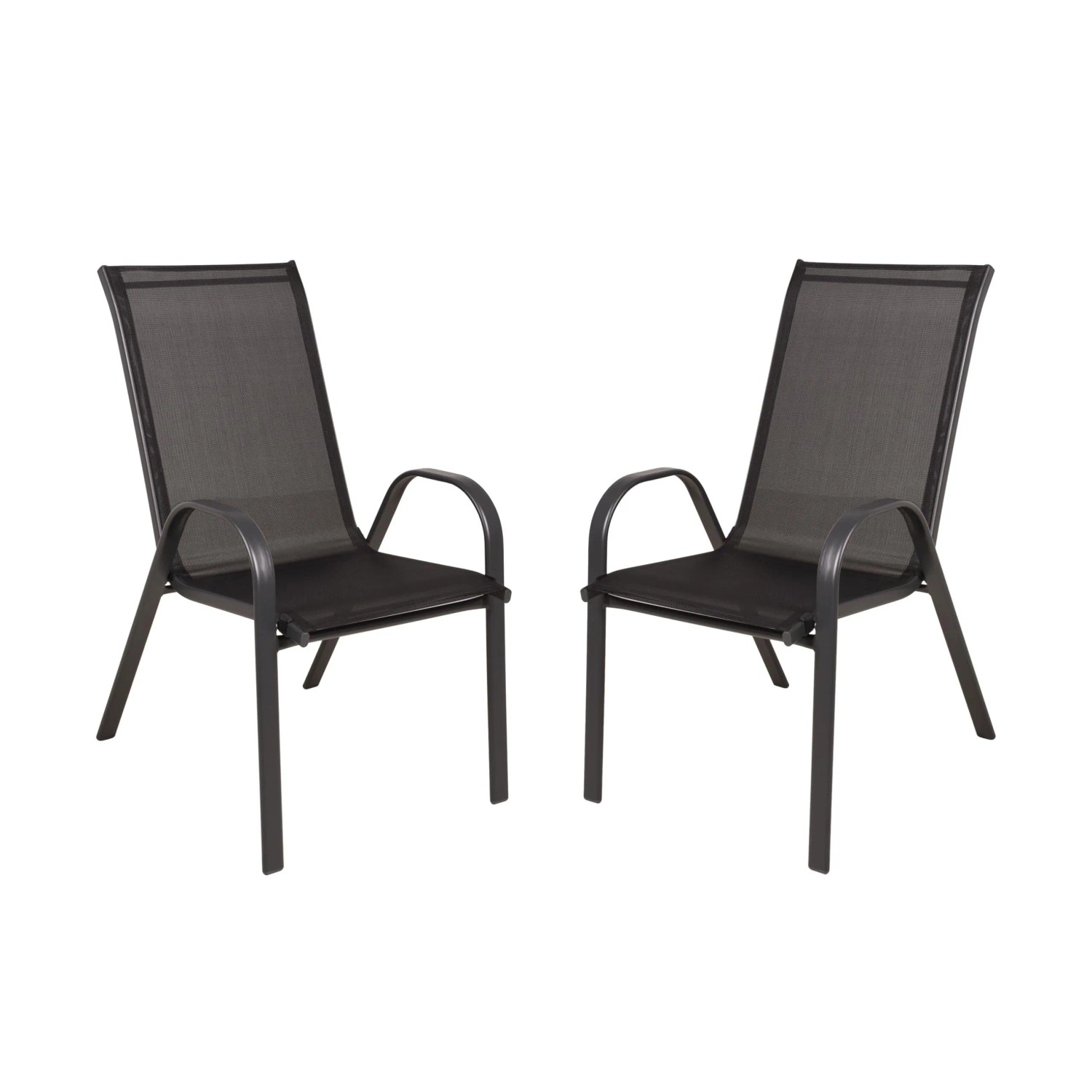 DELUKE Gartenstuhl 2er Set ILSE Kunststoff Schwarz Stapelstuhl Wetterfest Gartenstühle Outdoor Essstühle