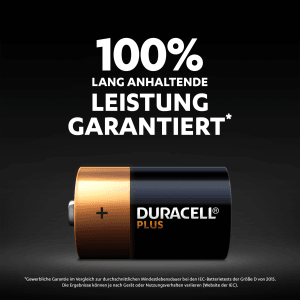 Duracell D Batterie, 1,5V Alkaline, 2er Pack. Leistungsstark und zuverlässig für viele Geräte.