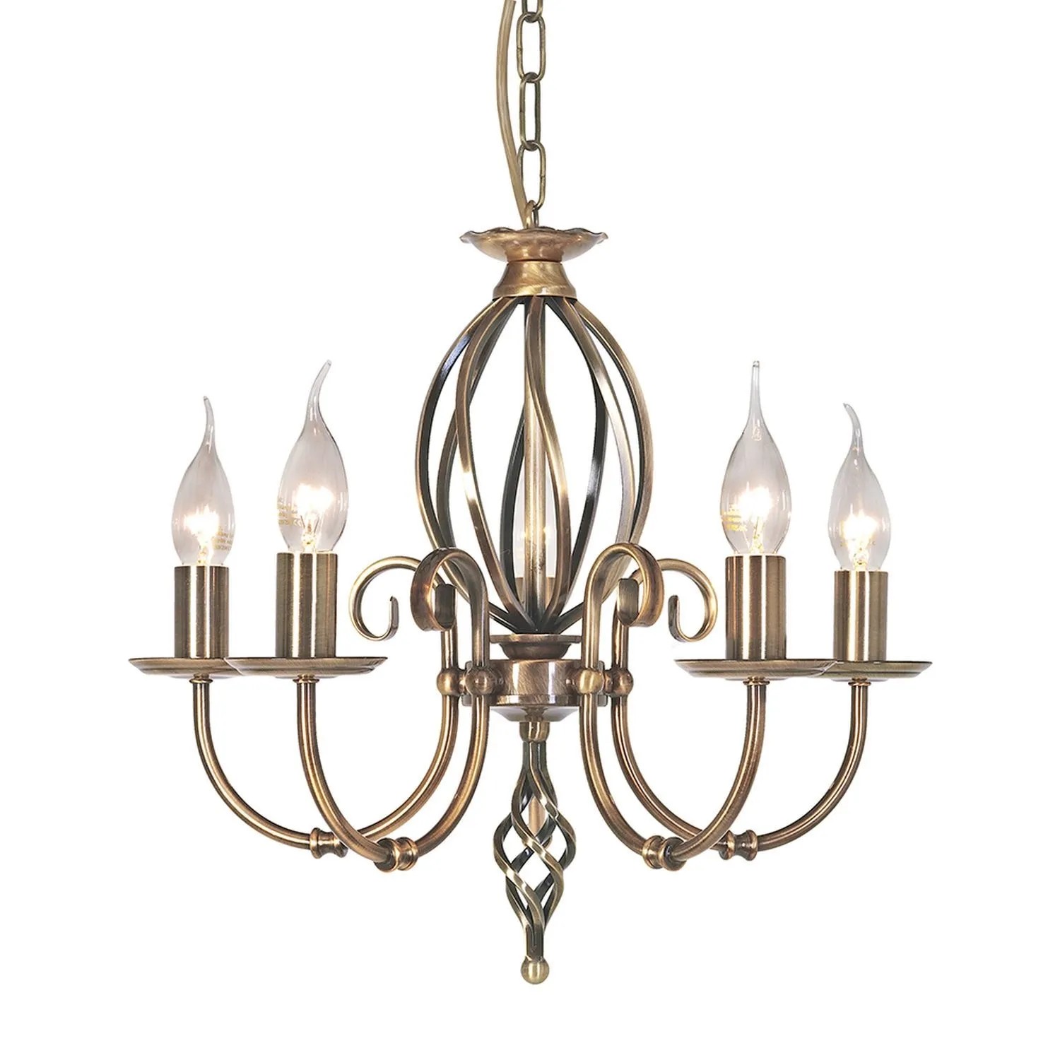 Licht-Erlebnisse Kronleuchter Metall Rustikaler In Messing Antik 47 cm Breit 5x E14