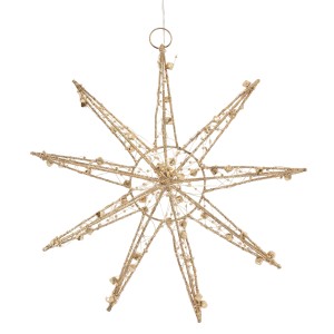 Goldener LED Deko Weihnachtsstern (30 cm) mit warmweißen LEDs für stimmungsvolle Weihnachtsdekoration.