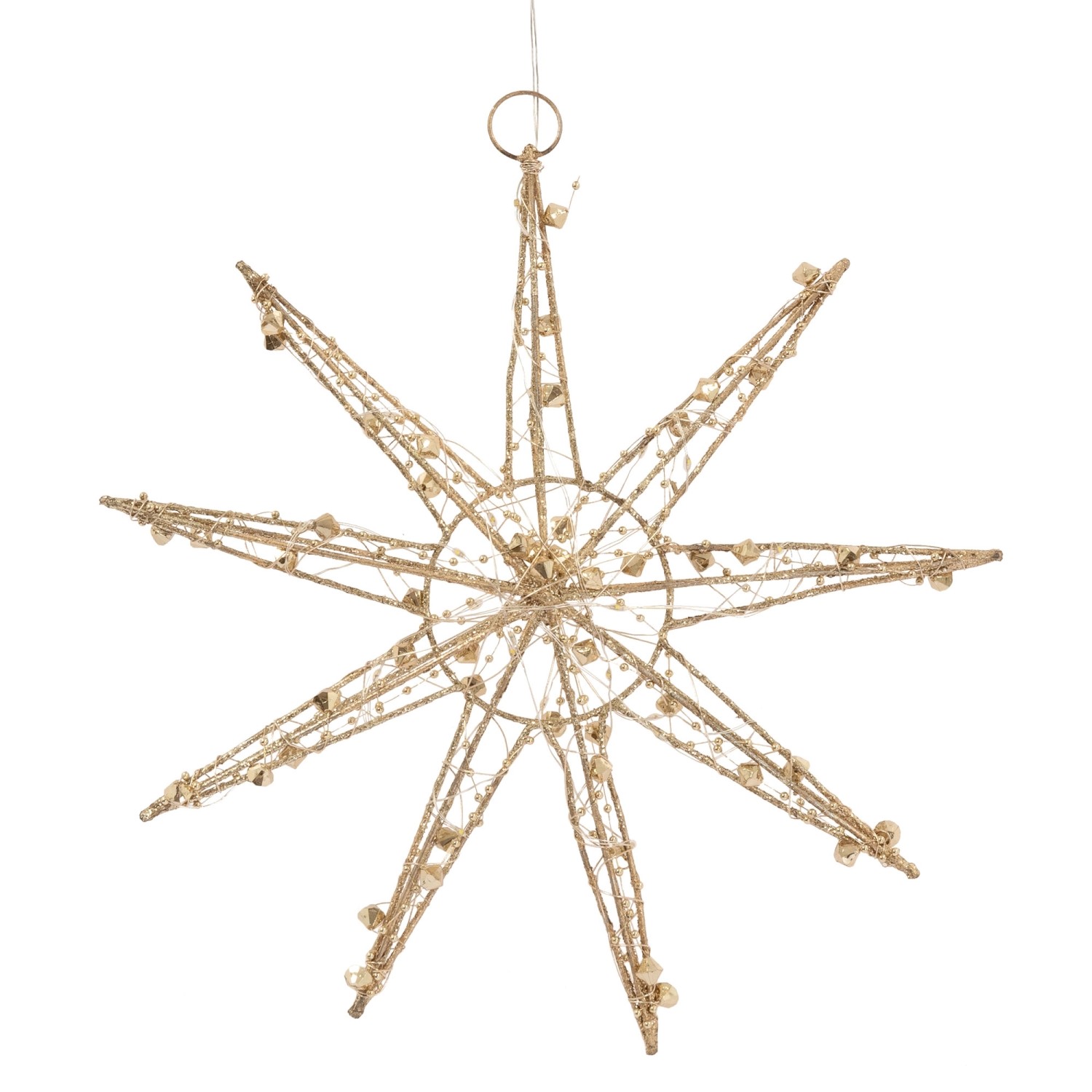 ECD Germany LED Deko Weihnachtsstern 30 cm mit 30 Warmweißen LEDs Gold