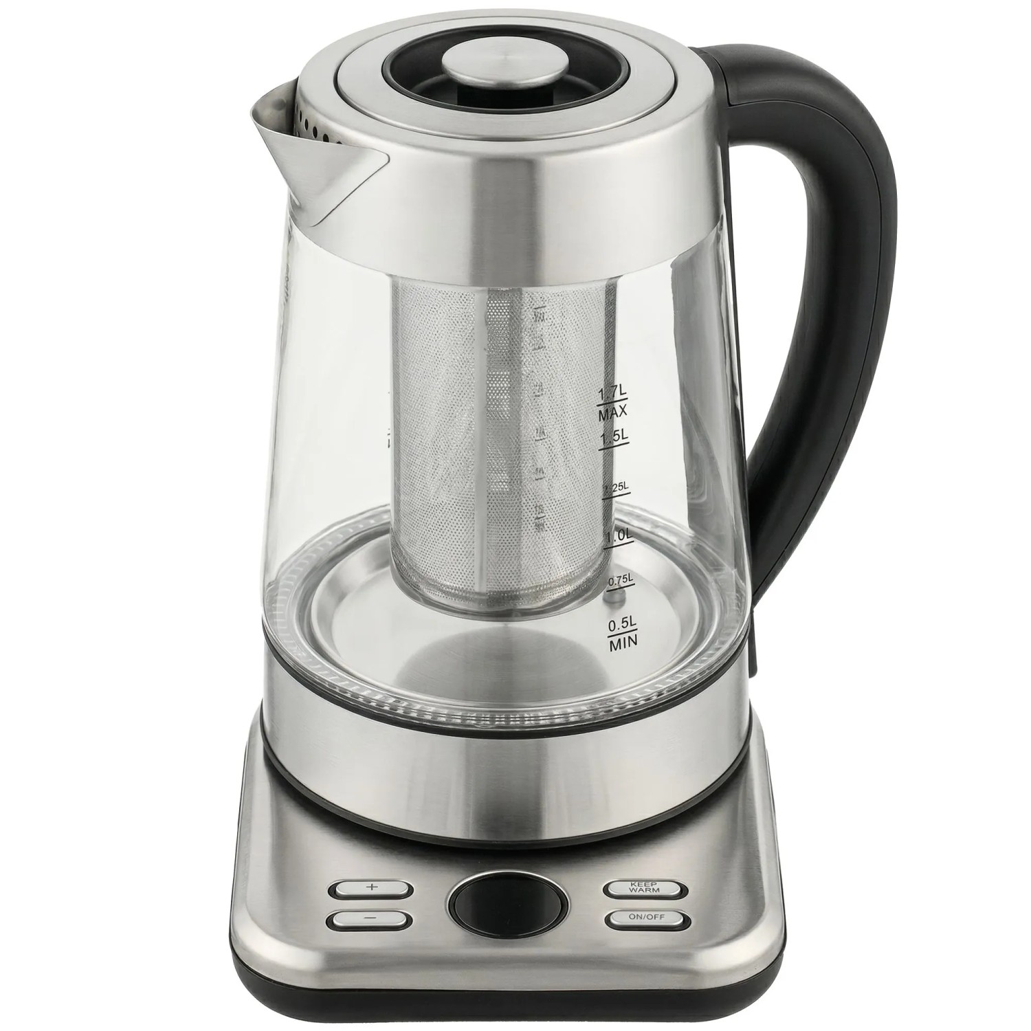 HOMCOM Wasserkocher Glas Edelstahl 21,7L x 21,4B x 26,3H cm Silber