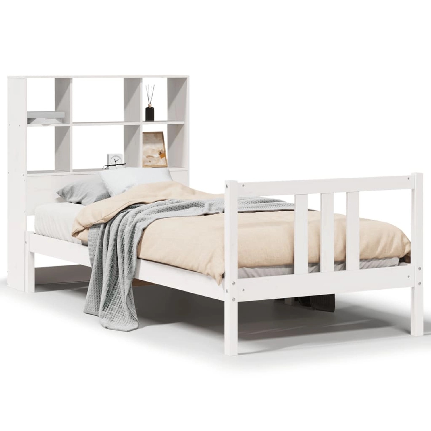 vidaXL Massivholzbett mit Regal ohne Matratze Weiß 90x200 cm Kiefer 3322310 günstig online kaufen