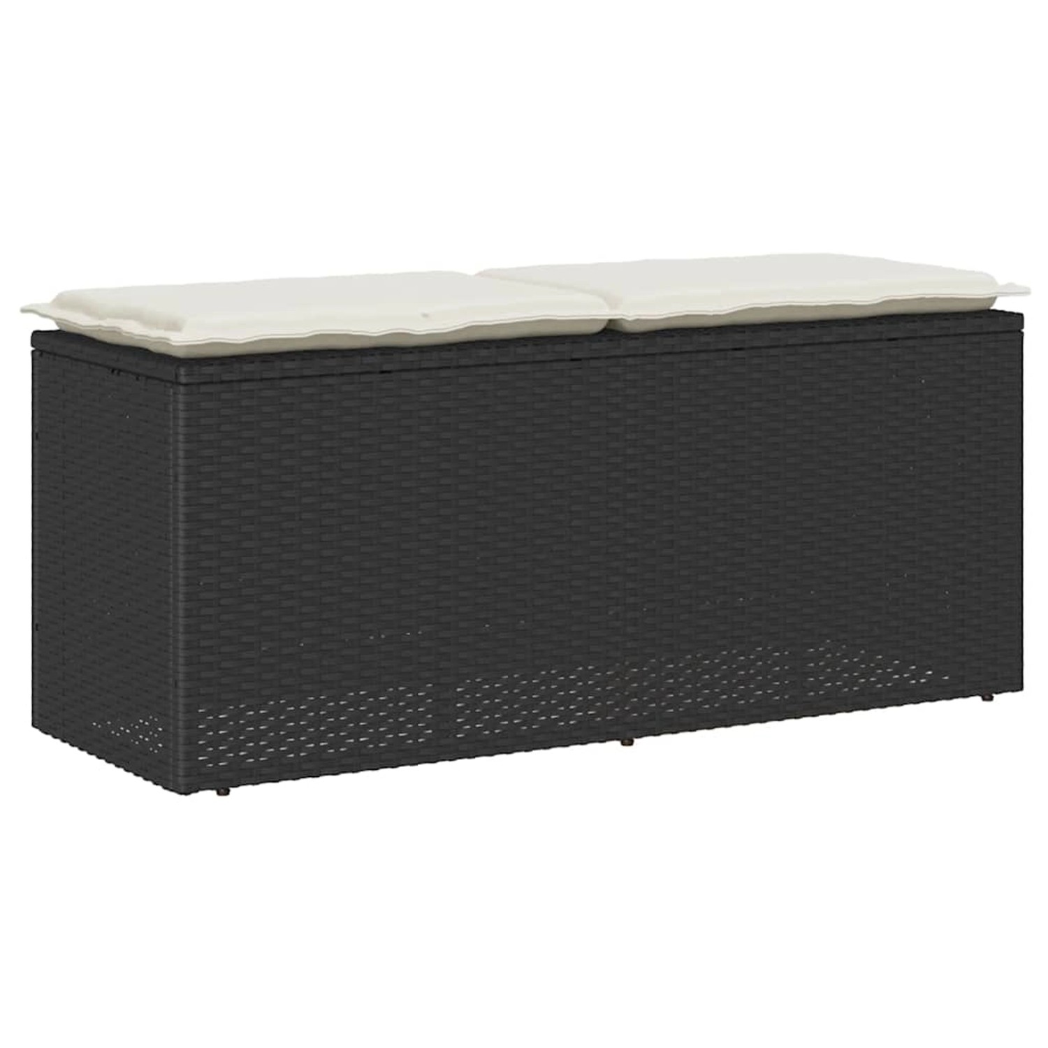 vidaXL Gartenbank mit Kissen Schwarz 110x40x44 cm Poly Rattan 4104145