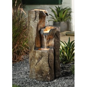 Silex Kunststeinbrunnen Bastei mit LED-Beleuchtung, 84,5 cm hoch, für den Garten.