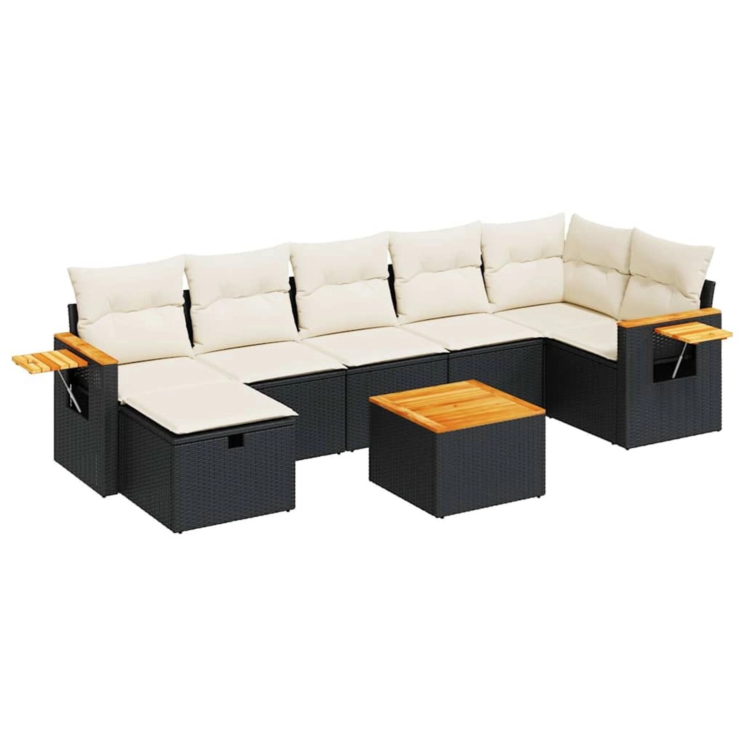 vidaXL 8-Tlg Garten-Sofagarnitur mit Kissen Schwarz Poly Rattan 3325990 günstig online kaufen