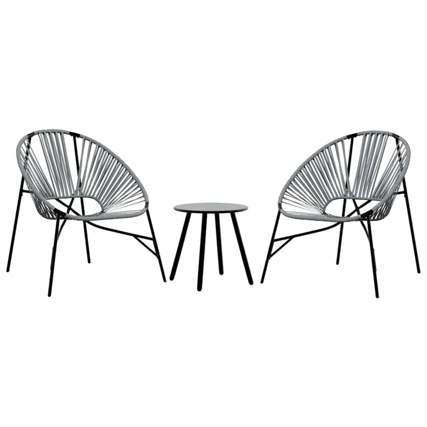 vidaXL Gartenstuhl-Set 3-Tlg Schwarz und Hellgrau Poly Rattan 4009294 günstig online kaufen