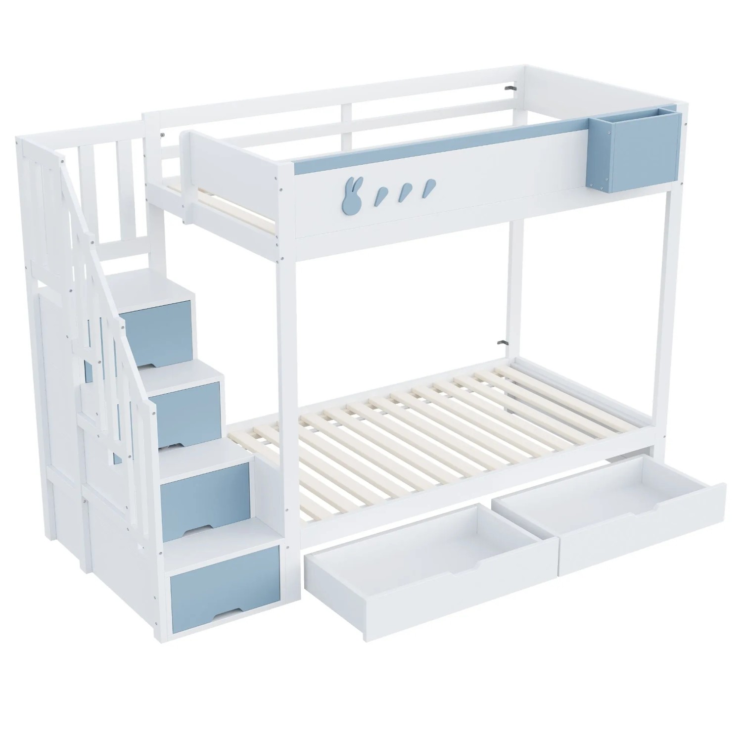 Merax Etagenbett 90x200cm Kinderbett Kaninchen Design Weiß