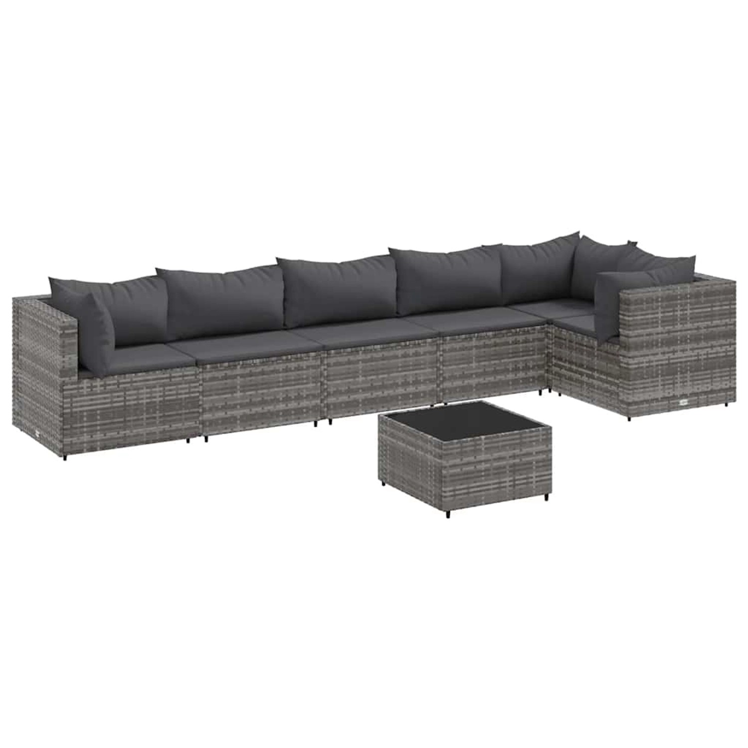 vidaXL 7-Tlg Garten-Lounge-Set mit Kissen Grau Poly Rattan 3308114 günstig online kaufen