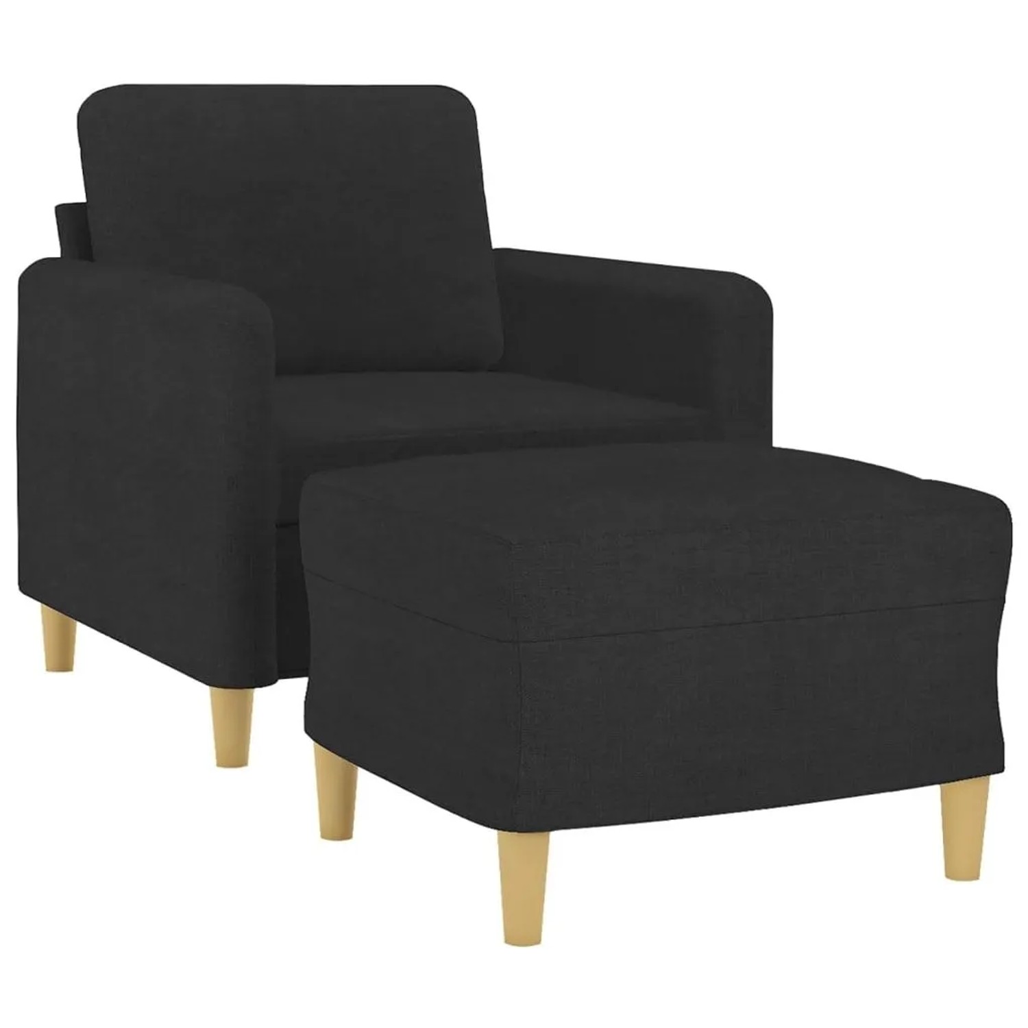 vidaXL Sessel mit Hocker Schwarz 60 cm Stoff 3201188